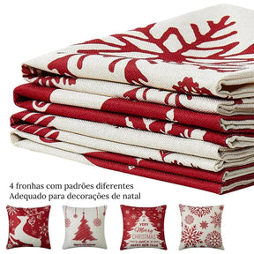 Decoração Natalina Capas de Almofada Kit 4 Peças - ForhouseS