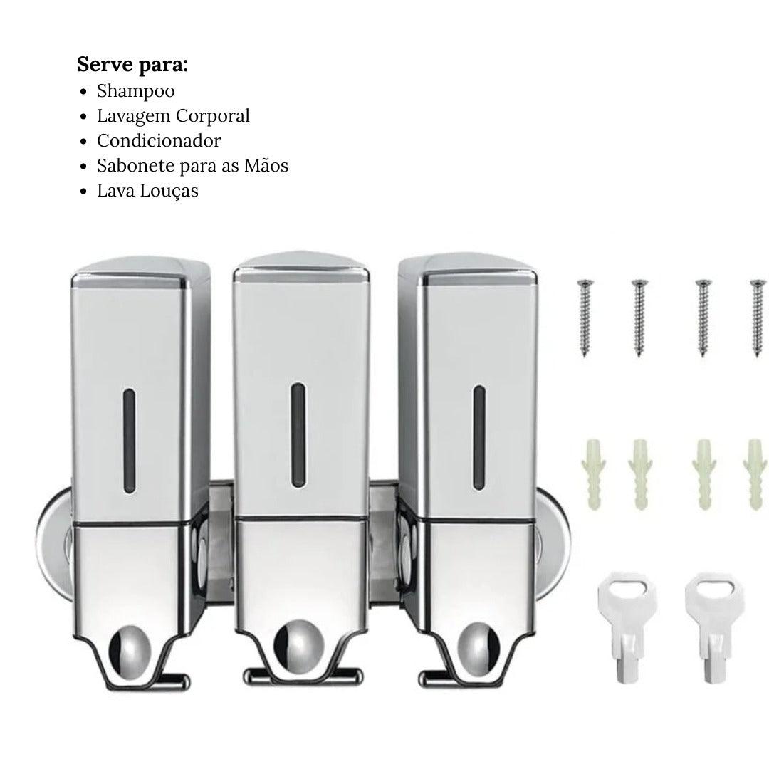 Dispenser de Sabonete Líquido Parede Shampoo Condicionador - ForhouseS