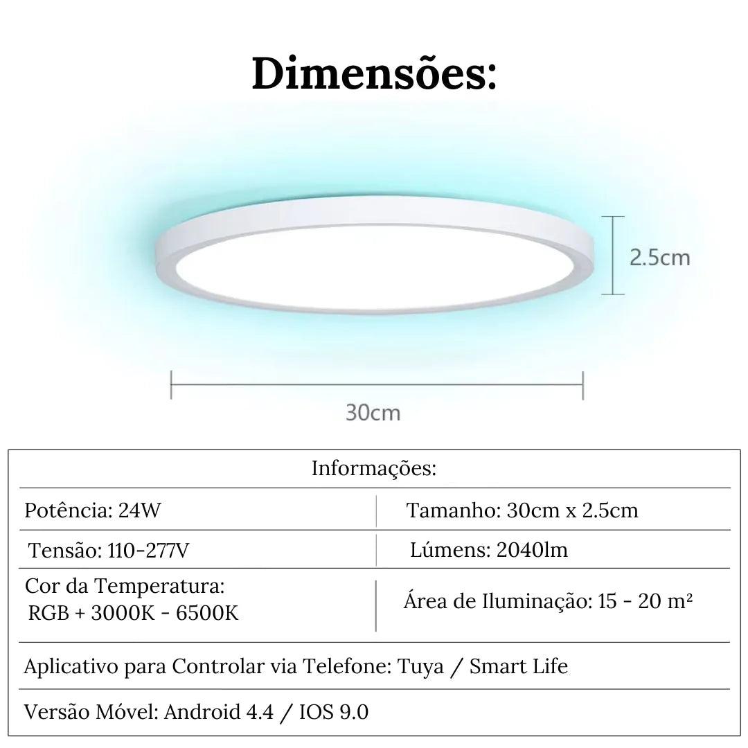 Luminária de Teto Plafon LED Redondo Inteligente Alexa Google Home - ForhouseS