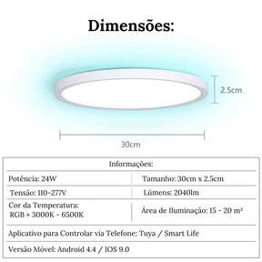 Luminária de Teto Plafon LED Redondo Inteligente Alexa Google Home - ForhouseS