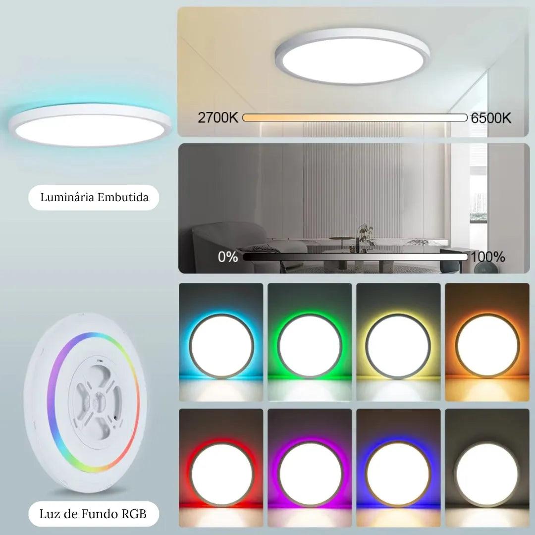 Luminária de Teto Plafon LED Redondo Inteligente Alexa Google Home - ForhouseS