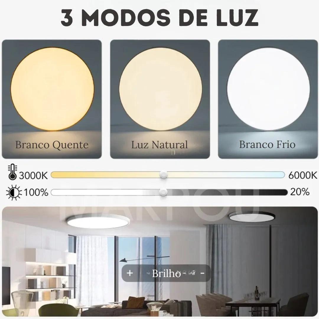 Luminária de Teto Plafon Led Sobrepor Redondo Moderno Com Controle - ForhouseS