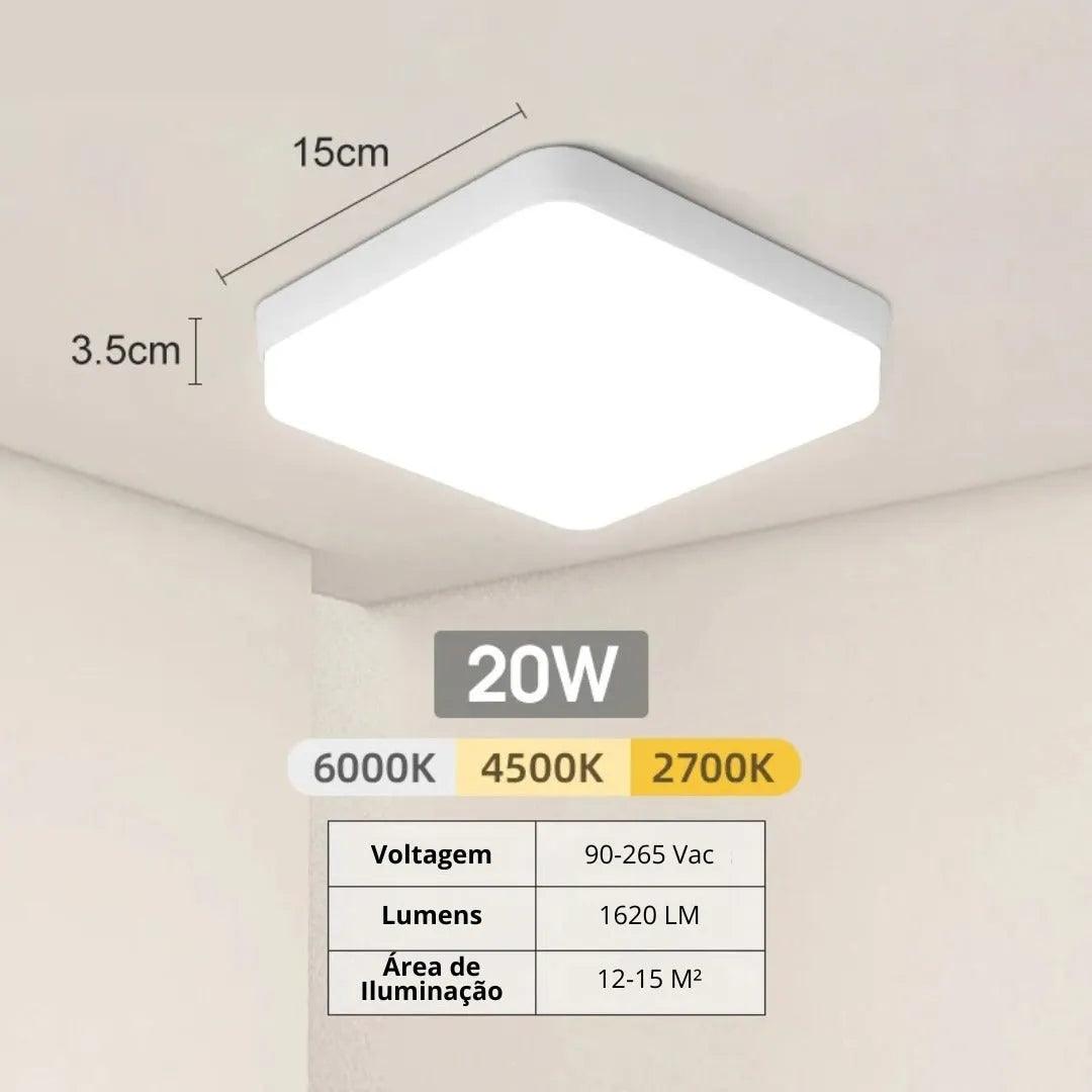 Luminária De Teto Plafon Quadrado LED Bivolt - ForhouseS