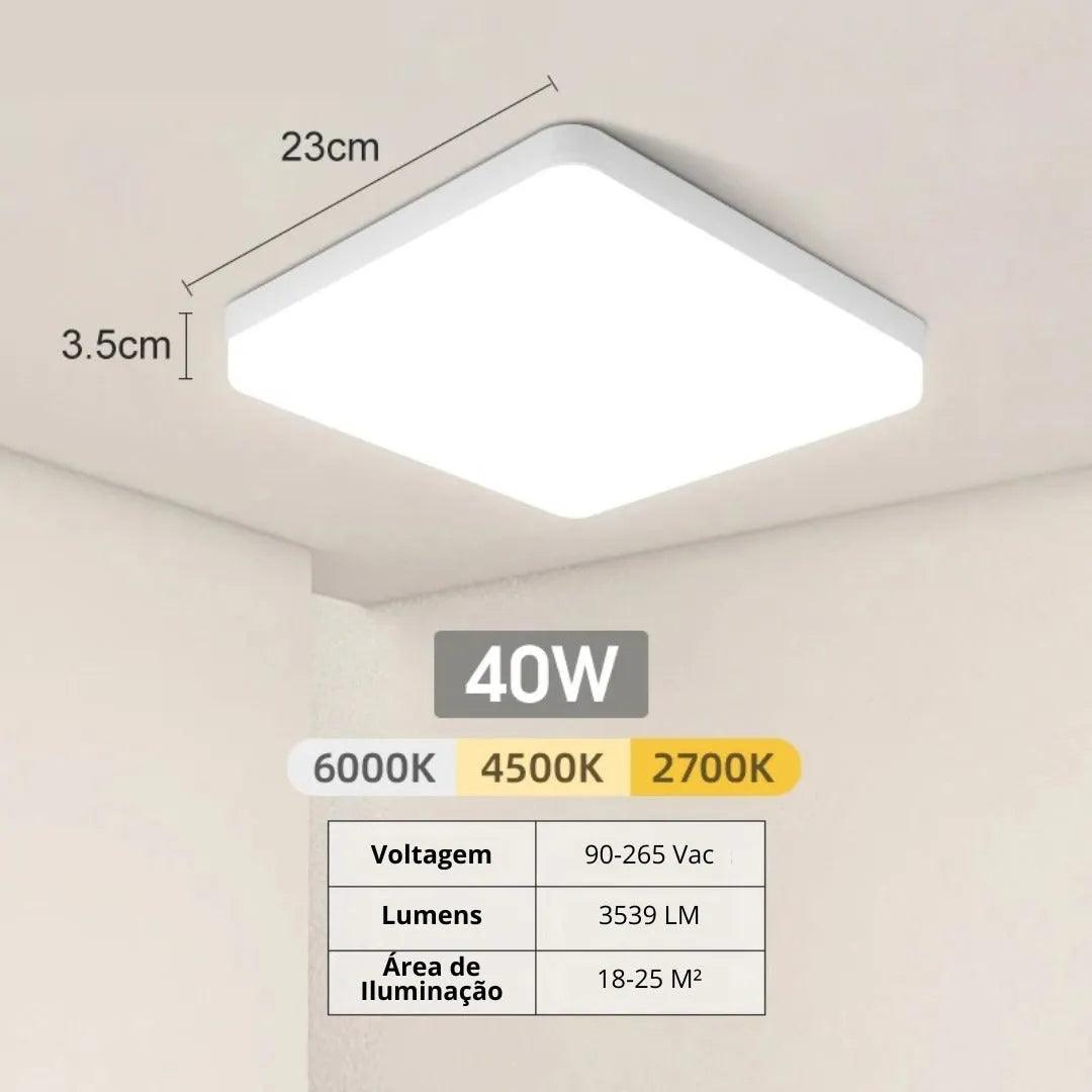 Luminária De Teto Plafon Quadrado LED Bivolt - ForhouseS