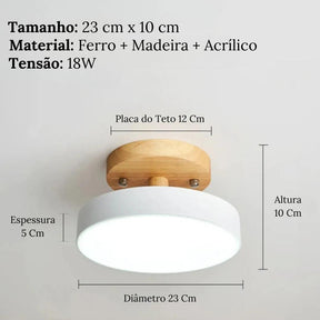 Luminária de Teto Plafon Redondo Led Estilo Nórdico - ForhouseS