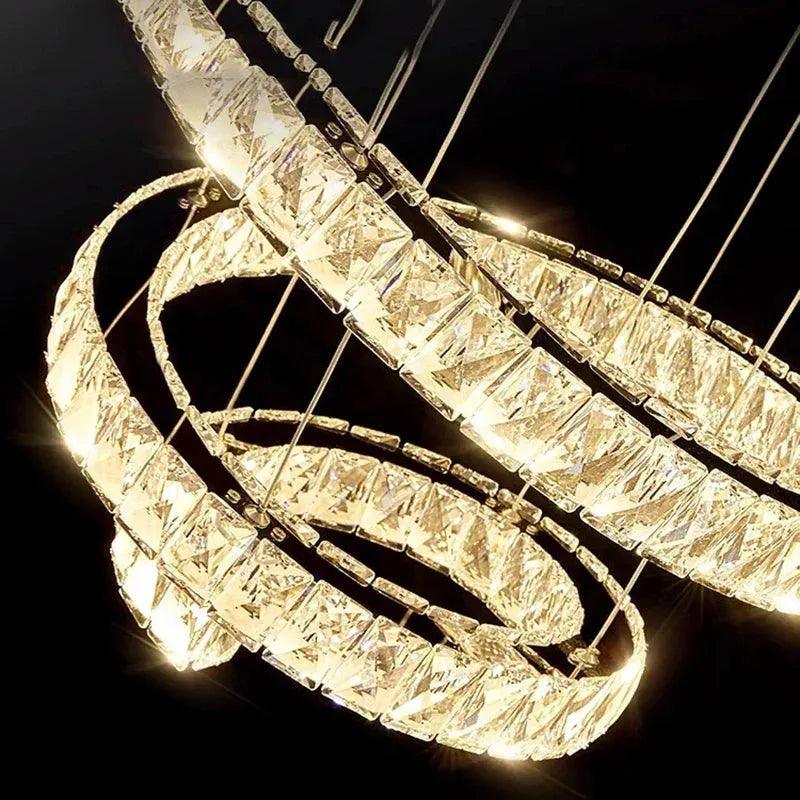 Lustre Circular Cristal Moderno Pendente Para Sala De Jantar - ForhouseS