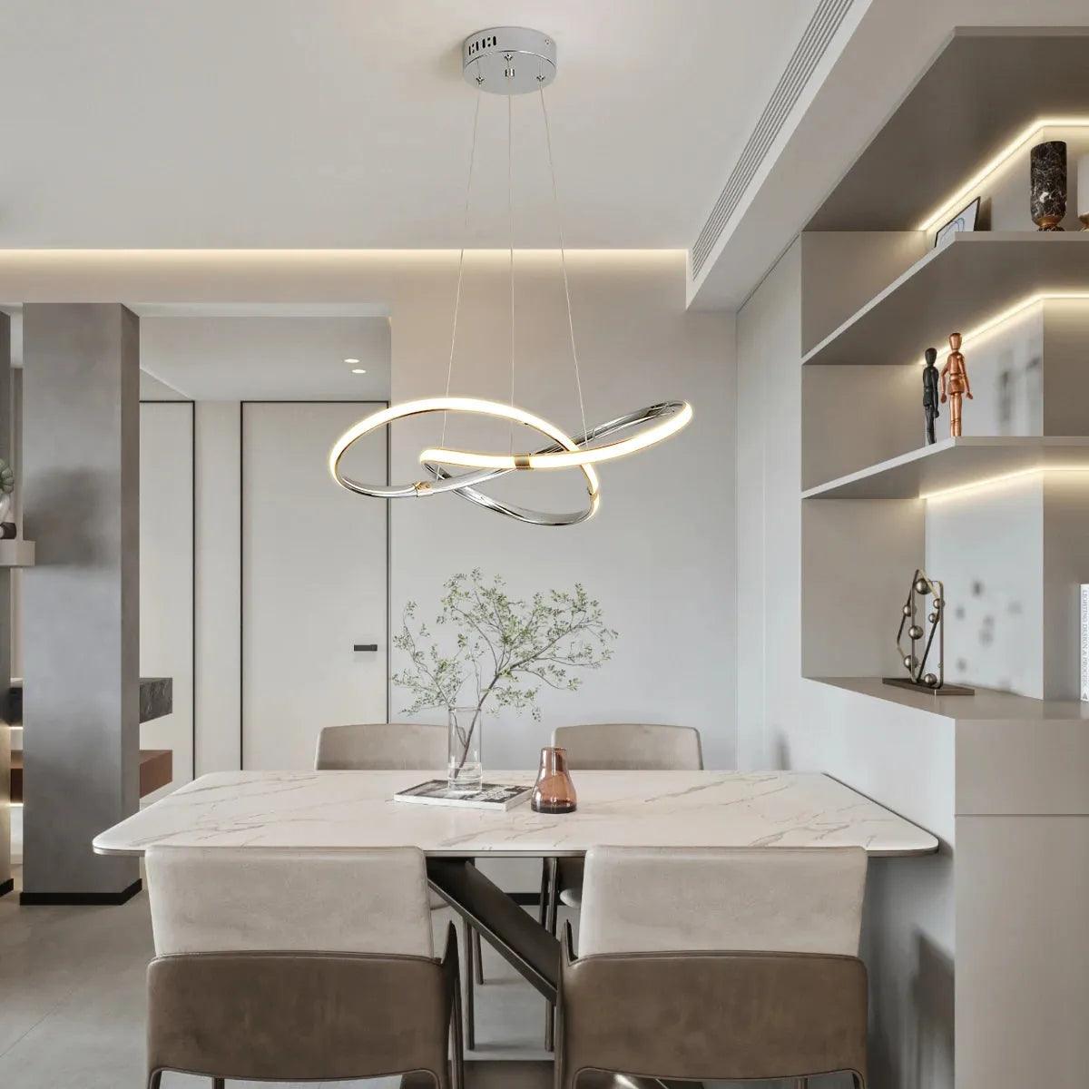 Lustre Circular Pendente Moderno Duplo em LED - ForhouseS