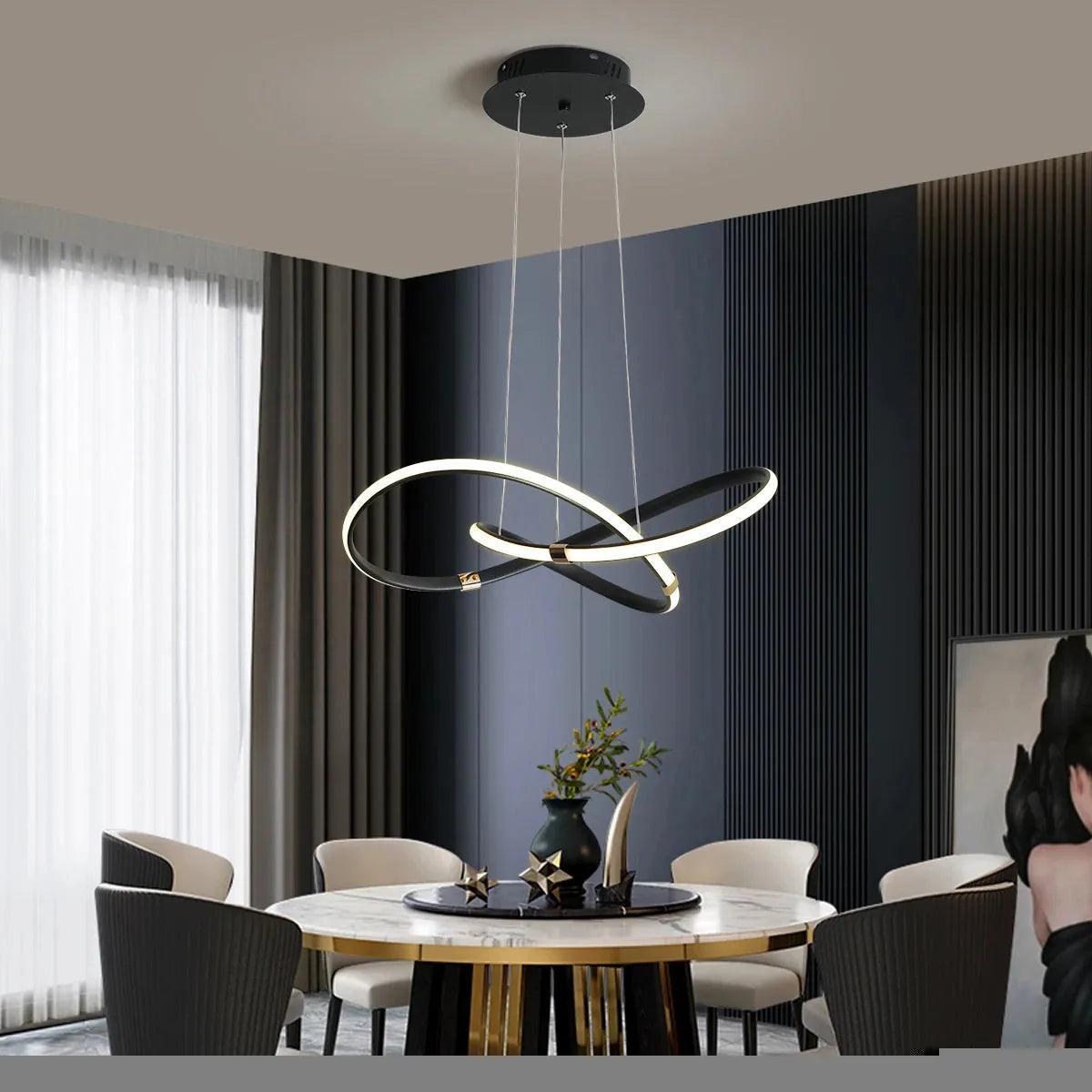 Lustre Circular Pendente Moderno Duplo em LED - ForhouseS