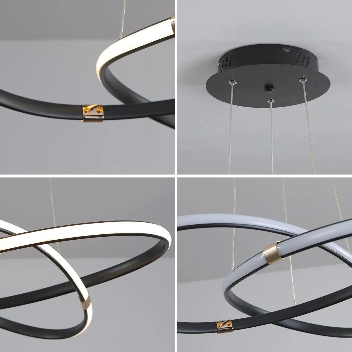 Lustre Circular Pendente Moderno Duplo em LED - ForhouseS