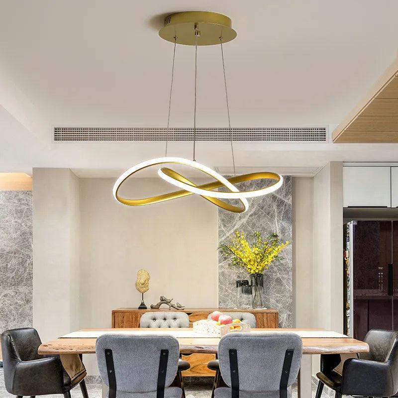 Lustre Circular Pendente Moderno Duplo em LED - ForhouseS