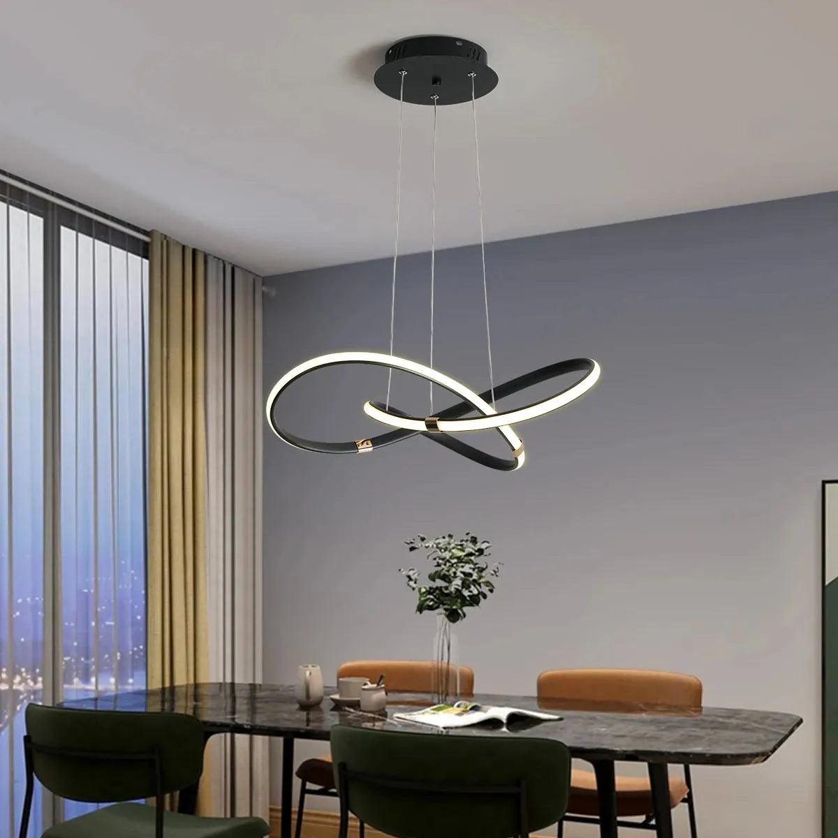 Lustre Circular Pendente Moderno Duplo em LED - ForhouseS