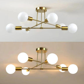 Lustre Para Sala Moderno Dourado 6 Lâmpadas - ForhouseS