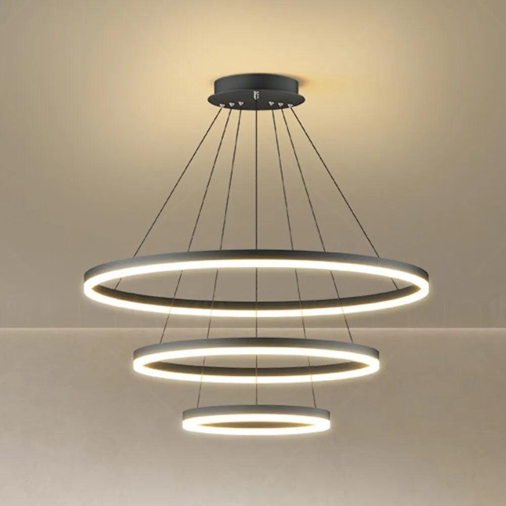 Lustre Pendente Circular Triplo em LED - ForhouseS