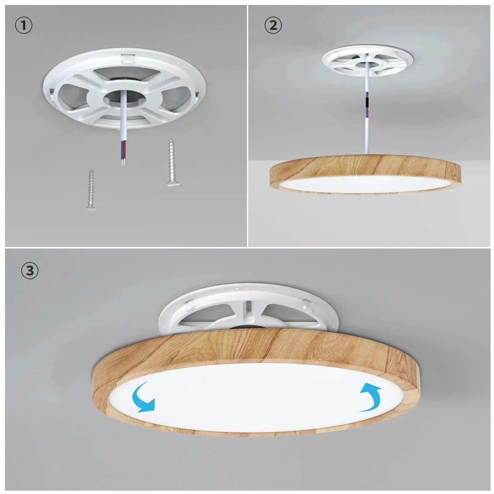 Plafon De Teto Led Sobrepor Estilo Amadeirado - ForhouseS