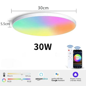 Plafon Led Sobrepor Redondo Smart Home Led Lights WIFI Voice Control Alexa Google Yandex - ForhouseS