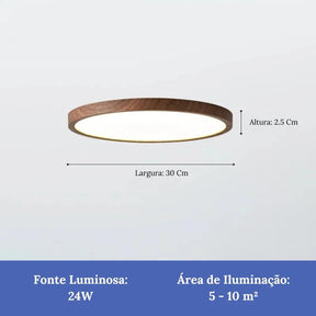 Plafon Led Sobrepor Redondo Wooden - ForhouseS