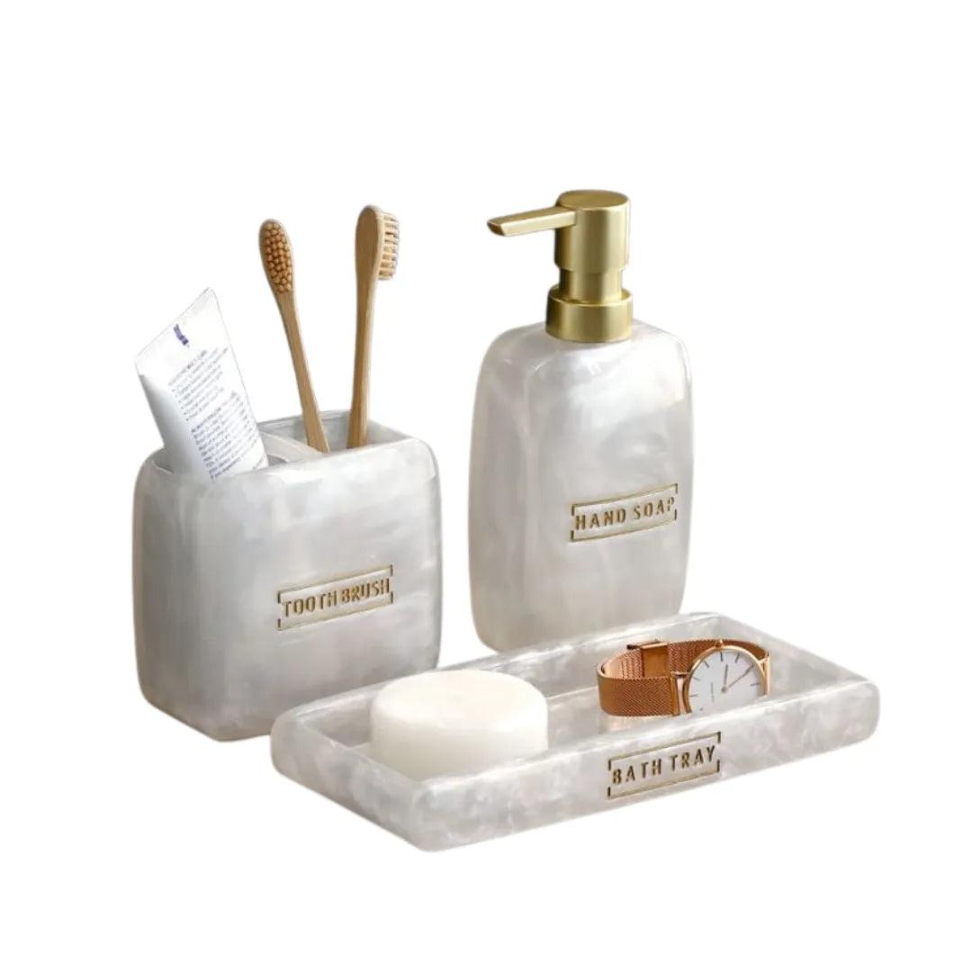 Saboneteira Kit Banheiro Lavabo Conjunto de Banheiro 3 Peças - ForhouseS