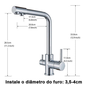 Torneira Gourmet Para Cozinha Com Filtro Modelo Duplo Comando Modelo Pull Out Giratória - ForhouseS